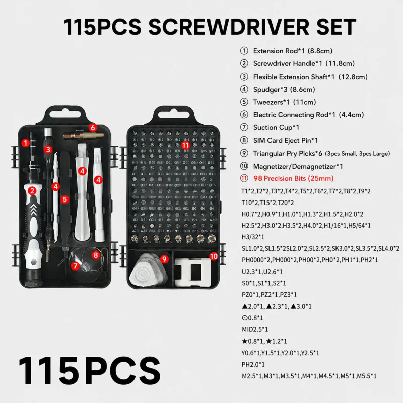 Portable 115in1 Magnetic Screw - Electronics Repair Services review and price
